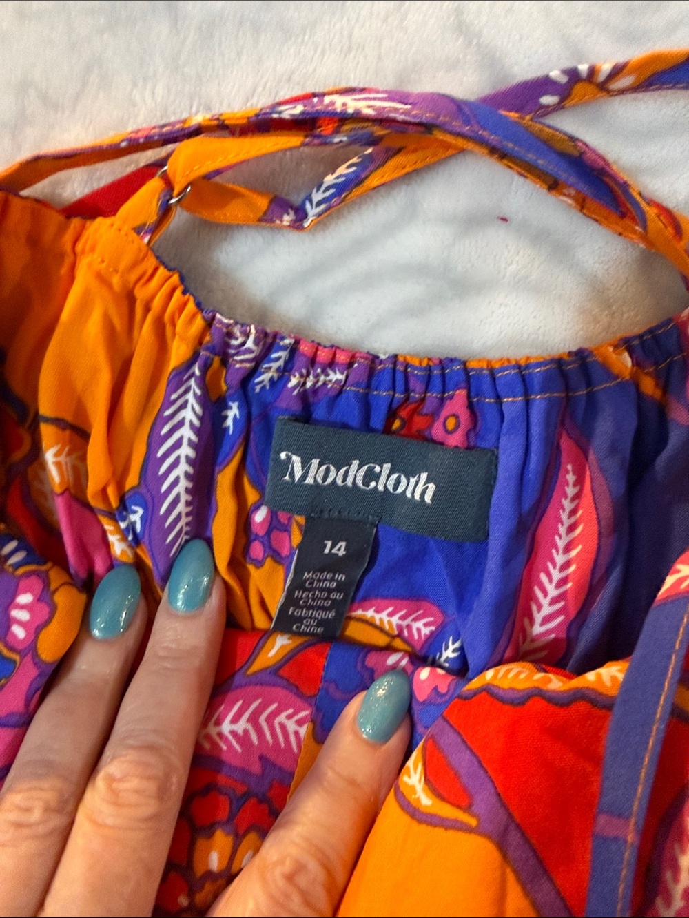 NWT Modcloth For the Love of Fedtival Season Bold Floral Jumpsuit. Sz 14. - Picture 10 of 15